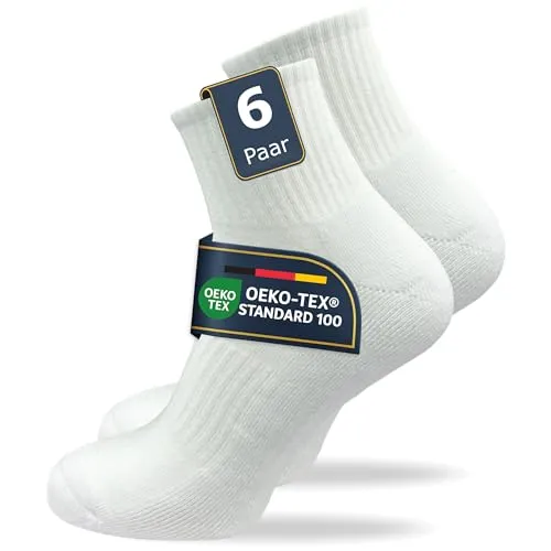 GAWILO Damen Tennissocken (6 Paar) | Sportsocken aus 80% Baumwolle mit einer gepolsterten Sohle | ideal auch als Freizeitsocken in Ihren Sneakern | ohne drückende Naht über den Zehen (39-42, weiß)