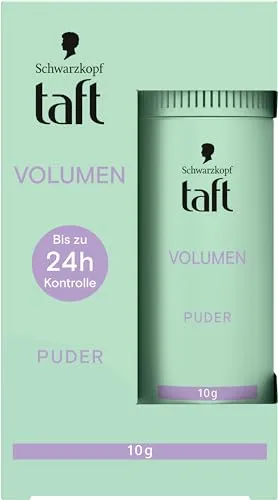 Schwarzkopf Taft Haarstyling Puder Volumen (10g), Volumen-Haarpuder für voller aussehendes Haar, für bis zu 50 Anwendungen, veganes, Styling-Puder