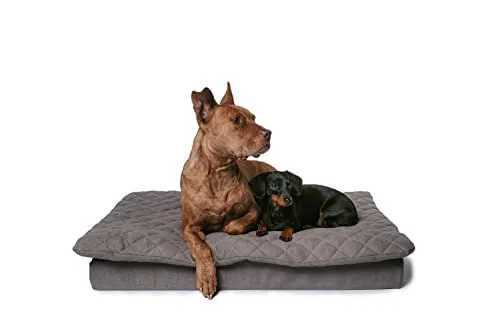 Lous XXL Hundebett 120cm Grau - Hundebetten für große und mittelgroße Hunde, mit abnehmbarem, waschbarem Topper bei 90 Grad und formstabil für besten Komfort.