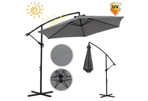 Melko Sonnenschirm Gartenschirm Sonnenschirm Kurbelschirm Ø 350 3,5 m mit LED Ampelschirm, LxB: 350,00x350,00 cm, Stück, mit An-/Aus-Kippschalter