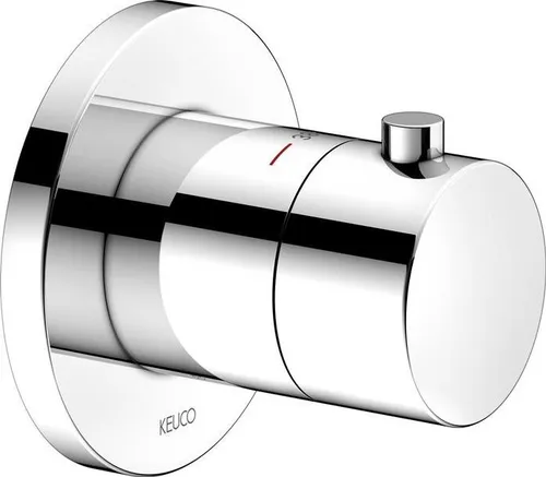 Keuco IXMO Brausethermostat 59553010001 - Verchromt, Rund, Unterputz Montage - Armaturen mit Sicherheitssperre bei 38 °C, ideal für eine sichere und komfortable Nutzung in Ihrem Bad. Hohe Durchflussmenge von 22 l/min, geeignet für Durchlauferhitzer.