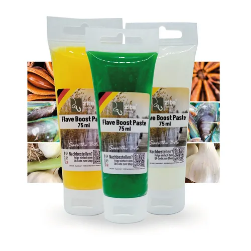 Flave Boost Paste Set 3x75ml - Effektives Lockmittel für Raubfischangeln - Lockstoffe für Süßwasserangeln, 3 verschiedene Farben für gezielte Anlockung und hohe Fangquoten.