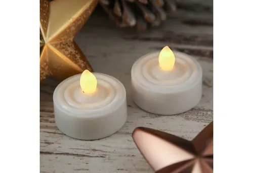 MARELIDA LED-Kerze LED Teelichter flackernd flammenlos mit Batterien Timer D: 3,6cm 2St. (2-tlg)