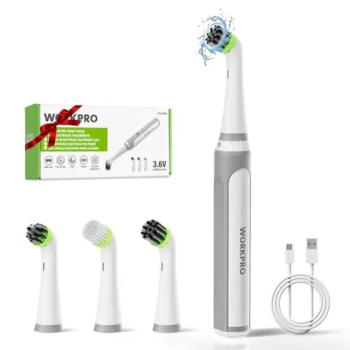 WORKPRO 3.6V Elektrische Reinigungsbürste Haushalt, 5500 RPM Electric Brush, IPX6 Wasserdicht mit USB