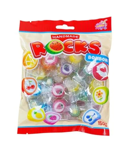 Rocks Bonbons mit Fruchtgeschmack 150g – Handgemachte Frucht-Bonbons im Beutel – Bunte Vielfalt mit intensivem Aroma (1)