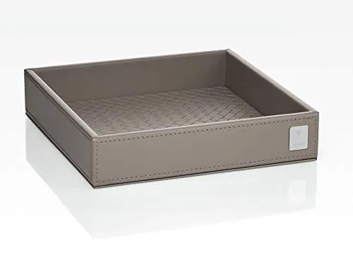 Joop! Tablett Bathline, Grau-Beige, quadratisch 17x17 cm - Elegantes Tablett aus der Bathline-Serie in Lederoptik, ideal zur stilvollen Ordnung im Bad und zur Kombination mit weiteren Accessoires für ein harmonisches Interieur.
