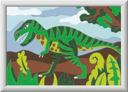 Ravensburger CreArt 20293 - Hungriger Dinosaurier - Malen nach Zahlen Dino für Kinder ab 9 Jahre, Malset mit Rahmen, Pinsel und Acrylfarben, Geschenk für Jungen und Mädchen