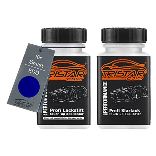 TRISTARcolor Autolack Lackstift Set für Smart EDD Midnight Blue Perl Metallic Basislack Klarlack je 50ml