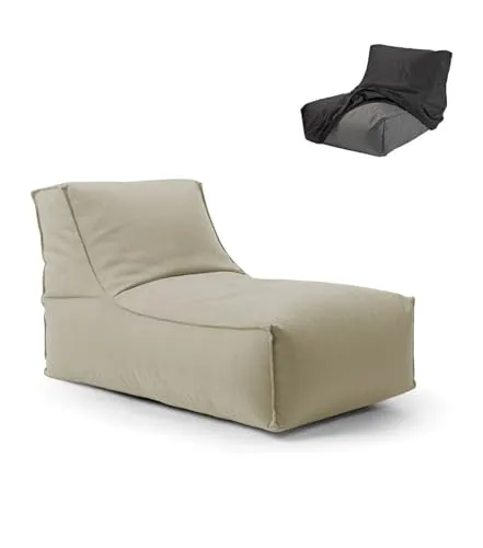 mokebo Outdoor Sitzsack Der Sundowner - Komfortabler Bean Bag mit Schutzhülle in Sand - Gartenstühle: Wasserabweisender Stoff und hochwertige Füllung machen den Sundowner ideal für drinnen und draußen. Hergestellt in Deutschland, perfekt für entspannte Momente auf Terrasse, Balkon oder im Garten.