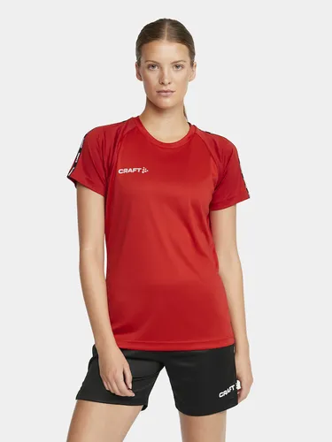 Craft Sport-Shirt Squad 2.0 Contrast Jersey (hohe Elastizität, bequeme Passform) rot Damen, Größe: XL