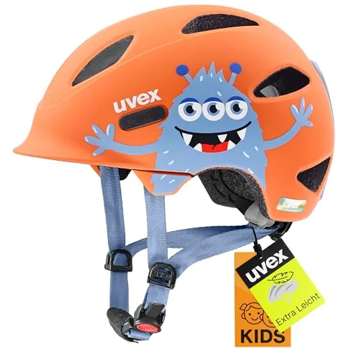 uvex OYO Style Kinder-Helm - Monster Papaya matt, 45-50 cm - Fahrradhelm mit integriertem Seitenschutz für extra Sicherheit und individuelle Größenanpassung durch das uvex IAS System – ideal für kleine Abenteurer!