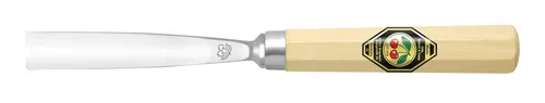 Kirschen Bildhauerbeitel 12 mm mit kurzem Weißbuchenheft achtkant, gerades Hohleisen, Stich 7 - 3107012