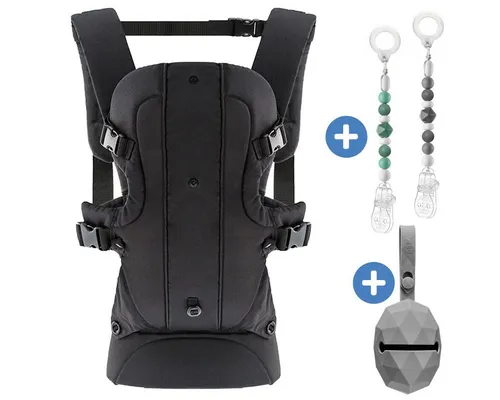 Fillikid Babytrage Walk 4in1 - Schwarz, Kindertrage Bauchtrage Rückentrage für Babys & Kleinkinder (3,5-15 kg)
