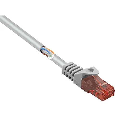Renkforce RF-5043810 RJ45 Netzwerkkabel, Patchkabel CAT 6 U/UTP 10.00m Grau mit Rastnasenschutz, Hal