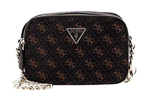 GUESS Women Noelle Crossbody Camera Bag, Brown - Umhängetasche mit Kettendetail und praktischem Reißverschluss, perfekt für stilvolle Auftritte und den täglichen Gebrauch.