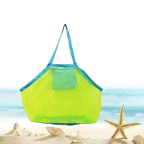 Sandspielzeug Netztasche Große Strandtasche Grün Aufbewahrungstasche für Strandspielzeug Wiederverwendbare Faltbare für Wasserspielzeug Urlaub (Green)