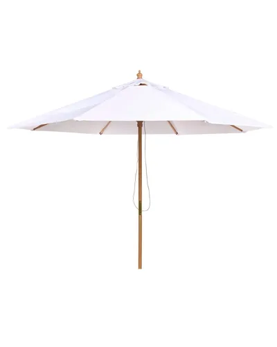 BELIANI Sonnenschirm Cremeweiß 270 cm mit Seilzug und Holzmast