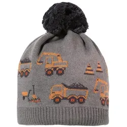 MAXIMO Strickmütze Baumwolle, gefüttert, kontrastfarbener Bommel, Motiv grün 49