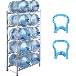 VEVOR 5-stufiger Wasserkrughalter für 10 Flaschen - Praktisches Wasserkrugregal mit 5 Ebenen, ideal für die Aufbewahrung von bis zu 10 Flaschen. Einstellbare Schlitze und einfache Installation machen es vielseitig einsetzbar.