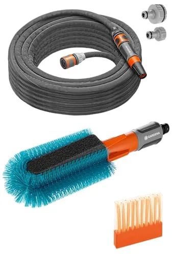 GARDENA Wasch-Set 18864-20 Combisystem - Komplett-Set für mühelose Fahrradreinigung mit regulierbarem Wasserdurchfluss und austauschbarem Schwamm