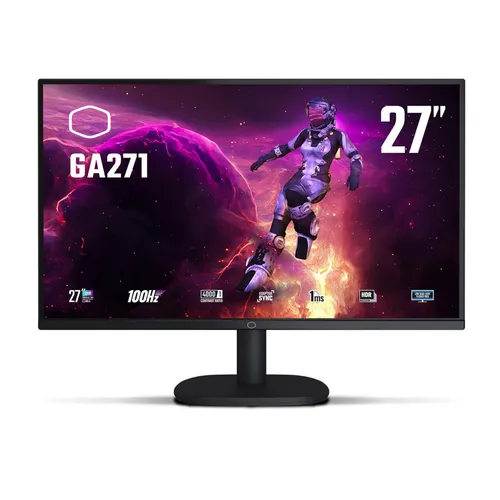 Cooler Master GA271 27 Zoll Monitor - 27 Zoll VA LED Monitor mit WQHD Auflösung (2560 x 1440) und 100 Hz Bildwiederholrate, ideal für Gaming und Grafikdesign.
