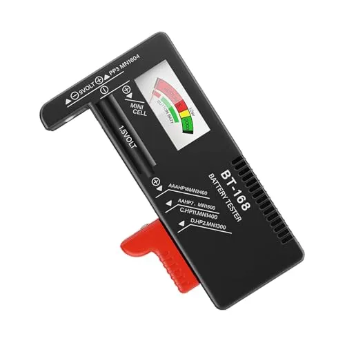 EUZUXU Batterietester, Batterie Akku Volt Checker, Mit Analoger Anzeige, Zum Prüfen des Ladezustands, für AA AAA C D 9V 1,5V Knopfzellenbatterie Akku