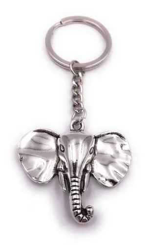 Elefant mit großen Ohren Schlüsselanhänger Anhänger Silber aus Metall