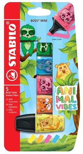 STABILO Textmarker BOSS MINI Animal Vibes 5er Kartonetui