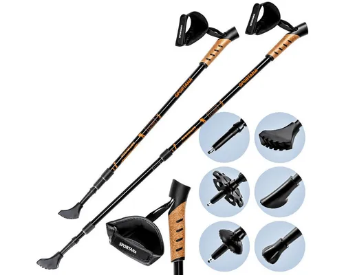 Sportana Nordic-Walking-Stöcke - Ergonomische Teleskop Trekkingstöcke in Orange - Wanderstöcke mit Anti-Schock-Funktion, ideal für komfortable und sichere Wanderungen.