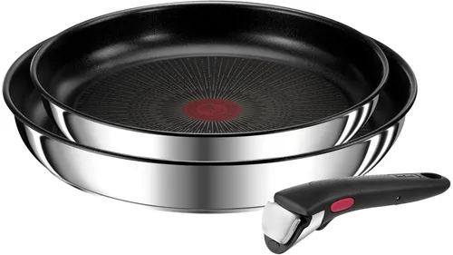 Tefal Pfannen-Set Ingenio Preference 3-tlg., Edelstahl - Pfannen-Set für Induktion, stapelbar mit abnehmbaren Griffen und Titanium-Antihaftversiegelung für müheloses Kochen und einfache Reinigung. Ideal für jede Küche!
