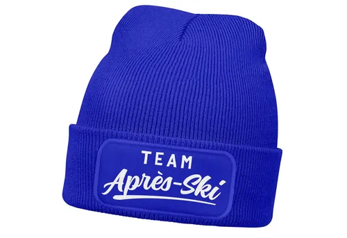 MoonWorks Strickmütze Herren Beanie mit Patch Strickmütze Skifahren Party Skiurlaub Spruch