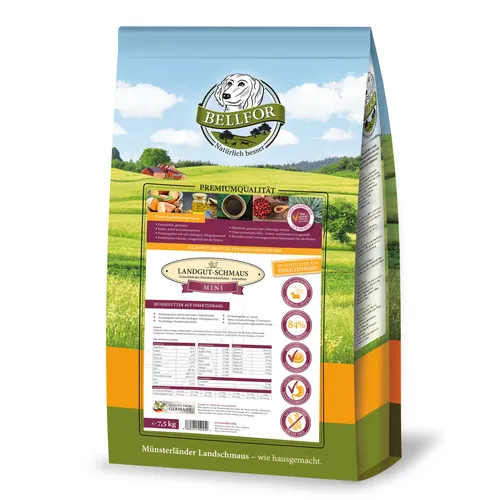 Hypoallergenes Trockenfutter Landgut-Schmaus Mini von Bellfor - 2,5 kg - Hundefutter für empfindliche Hunde, mit hochwertigen Zutaten und ohne künstliche Zusätze, ideal für eine gesunde Ernährung.