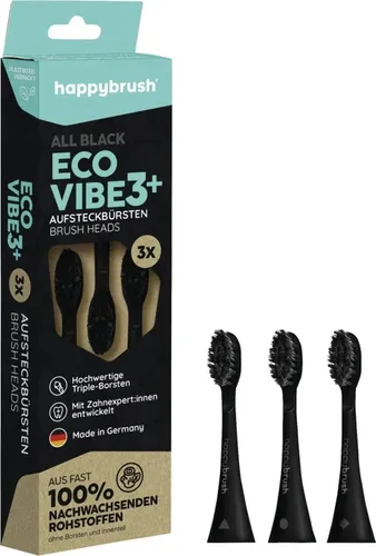 Happybrush Aufsteckbürsten V3+ (AllBlack) 3 Stück