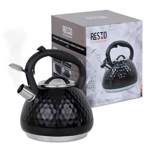 RESTO Flötenkessel, Wasserkessel mit 3D-Design in schwarz von RESTO