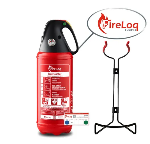 FireLoq® Pulver Dauerdruck Feuerlöscher 2KG mit Kappe