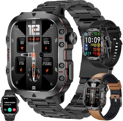 AVUMDA Smartwatch Herren mit Telefonfunktion – 1.52 Zoll Fitnessuhr - Smartwatches – 110+ Sportmodi, Gesundheitsüberwachung und IP68 wasserdicht. Telefonieren und Nachrichten direkt am Handgelenk für maximale Flexibilität im Alltag.
