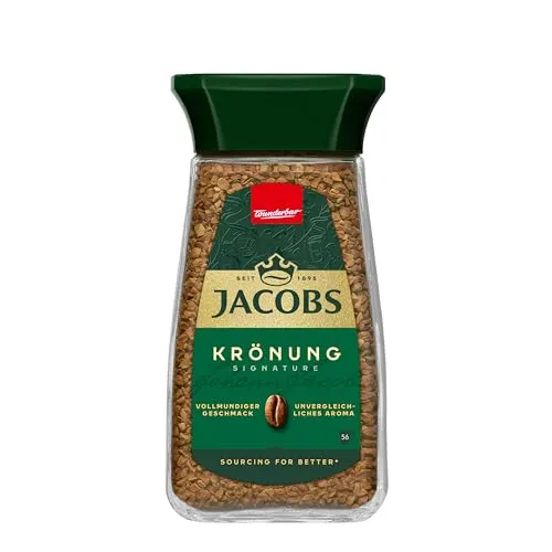 Jacobs Krönung löslicher Bohnenkaffee, Instant Kaffee, 100 g im Glas, für 56 Getränke