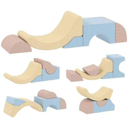 AIYAPLAY Schaumstoff Bausteine Kinder 5er-Set Softbausteine Riesenbausteine Klettern Großbausteine mit Cord-Optik Bauklötze Bausteinset Mehrfarbig