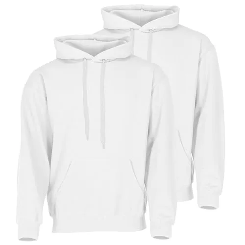 Fruit of the Loom Doppelpack Classic Kapuzen-Sweat Herren Hoodie 2er Pack + GRATIS MyShirt Stoffbeutel, Farbe:weiß, Größe:XL
