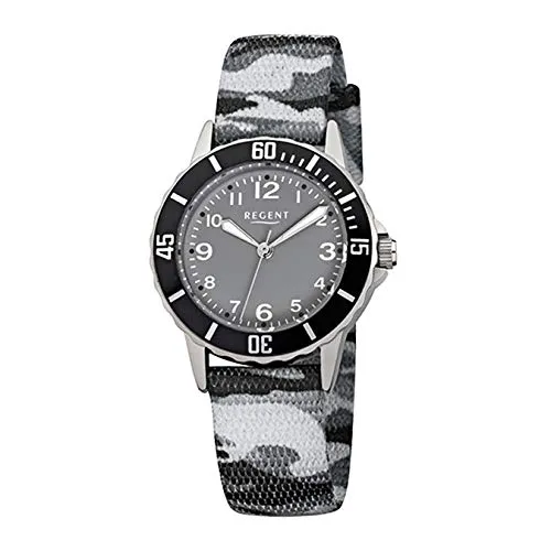 Regent Mädchen Analog Quarz Uhr mit Textil Armband 12400237
