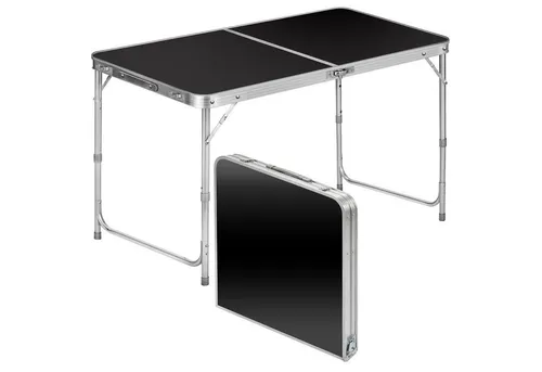 Goods+Gadgets Klapptisch - Multifunktionstisch für Camping & Märkte - Vielseitiger klappbarer Tisch in Schwarz, ideal für Camping, Märkte oder als Tapeziertisch - platzsparend und einfach zu transportieren.