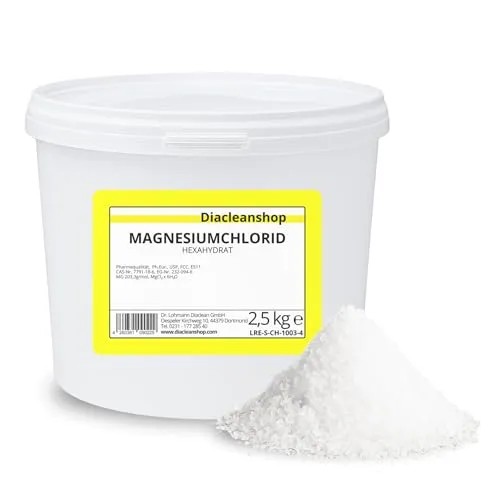 Magnesiumchlorid Hexahydrat 2,5kg - Pharmaqualität E511 - Magnesiumpräparate in reinster Pharmaqualität für vielseitige Anwendungen wie Magnesiumöl, Fußbäder und mehr. Praktisch verpackt für langfristige Frische.