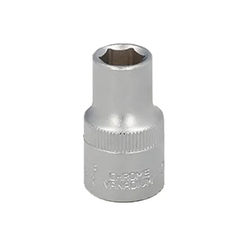 Steckschlüssel, 1,27 cm (1/2 Zoll), Sechskant 12 mm, 6-kant, Chrom-Vanadium-Stahl, runde Kanten