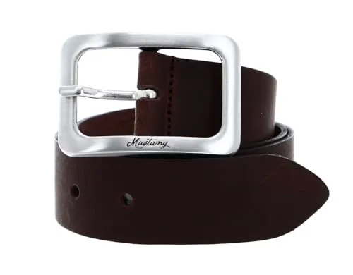 MUSTANG Damen Ledergürtel 30 mm - Dunkelbraun, 100 - Damen-Gürtel aus hochwertigem Rindleder mit Vintage-Charakter, ideal für Jeans und Chinohosen, mit eleganter Dornschließe in Satinsilber.