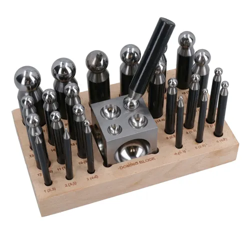 Stahl Doming Block und Punch Set Handwerk Dapping Schmuck Formungsset 25-teilig