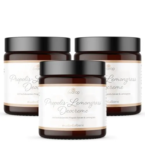 bedrop Hautcreme Propolis Deocreme mit Lemongrass - Natürliche Deocreme für eine sanfte Achselpflege mit Propolis, Mandelöl und Sheabutter. Bietet geruchsneutralisierende Frische und ein angenehmes Hautgefühl.