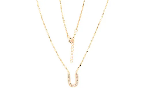 Golders Silberkette Damen Collier 925 Sterlingsilber vergoldet (mit einem Glückshufeisen aus Swarovski Zirkonia, 1-tlg., Federringverschluss), Elegante Halskette 45cm Kettenlänge Perfektes Schmuck Geschenk