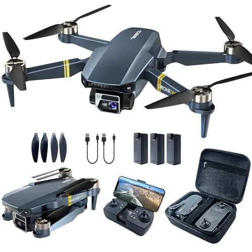 Meter Reichweite Drohne mit Kamera 4K – 84 Minuten Flugzeit, WiFi FPV faltbare Quadrocopter, bürstenlosem Motor, Auto-Hover, Auto-Follow (3 Akkus) 800