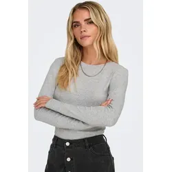 ONLY Damen Langarmshirt - ONLRILEY O-NECK TOP, Grau L - Stylisches Langarmshirt aus 96% Baumwolle mit Stretch-Anteil für perfekten Tragekomfort. Ideal als Basic oder Unterziehshirt, mit optimaler Passform und Formstabilität.