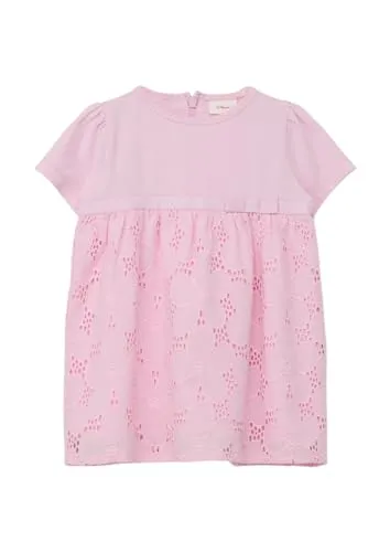 s.Oliver Minikleid mit Broderie Anglaise in Rosa für Babys - Wunderschönes Minikleid für Babys in zartem Rosa. Aus hochwertiger Baumwolle-Elasthan-Mischung für optimalen Tragekomfort. Perfekt für besondere Anlässe oder den Alltag.